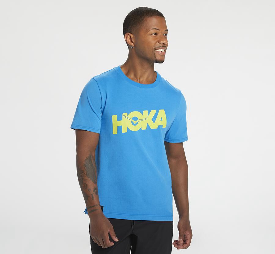 Hoka One One Tee Mens Blue - Brand - 41309LNGR